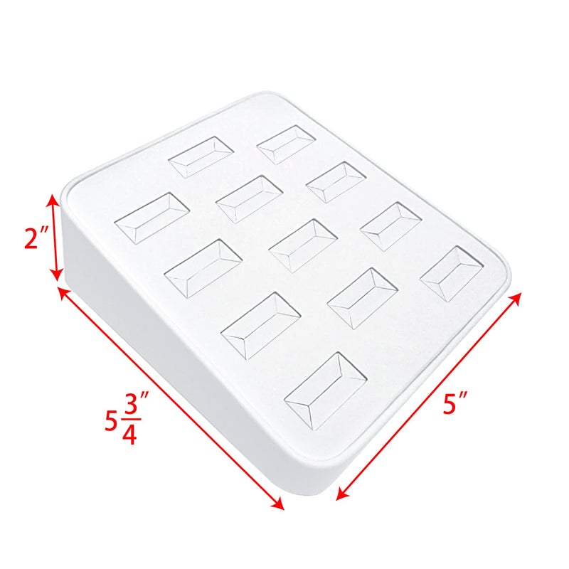 MOOCA 12 Slots Ring Tray Display, Slotted Ring Showcase Display Jewelry Organizer, Jewelry Tray for Showcase trade Show, Premium White Leatherette - Image 2